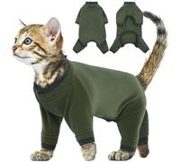 Vêtements Polaire pour Chat, Pull à Manches Longues Doux Manteau d'hiver Chat Boby Recuperation Boby Anti-Lécher(Armée Verte, S)