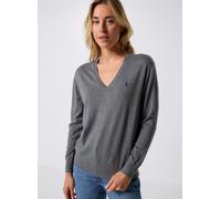 Vêtements Polo Ralph Lauren Pull col en V en coton pour Femme L Gris