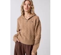 Vêtements Polo Ralph Lauren Pull demi-zippé en laine et cachemire pour Femme M Beige