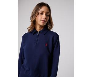 Vêtements Polo Ralph Lauren Pull demi-zippé en molleton léger pour Femme L Bleu