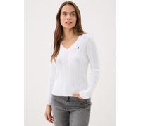 Vêtements Polo Ralph Lauren Pull torsadé à col V en coton pour Femme M Blanc