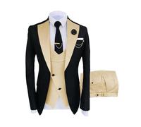 Vêtements Populaires de Luxe for Hommes, Costume scène fête for garçons d'honneur, Coupe régulière, Ensemble 3 pièces Veste + Pantalon + Gilet(Champagne,Pack of 1_4XL)