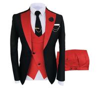 Vêtements Populaires de Luxe for Hommes, Costume scène fête for garçons d'honneur, Coupe régulière, Ensemble 3 pièces Veste + Pantalon + Gilet(Red,Pack of 1_XXXL)