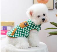 Vêtements pour animaux de compagnie, automne et hiver, épais et chaud pour chien, gilet en coton double face, vente directe d'usine (motif à carreaux vert et blanc, taille S)