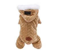 Vêtements pour animaux de compagnie en polyester sweatshirts à capuche pour chien et chat Vêtements d'hiver en peluche pour chien (kaki, L)