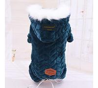 Vêtements pour animaux de compagnie - Sweat à capuche en polyester pour chien et chat - Vêtements d'hiver en peluche pour chien (vert, L)