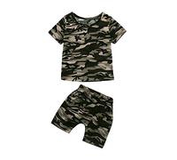 Vêtements pour bébé camouflage bébé garçon chemise pots + pantalon court vêtements enfants tout-petits ensemble tenues garçons et ensemble enfants s'il vous plaît, Camouflage, 12 mois