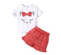 Vêtements pour bébé fille 62 enfants tout-petits bébé fille printemps été imprimé animal coton volants manches courtes t-shirt short tenues vêtements jogging bébé garçon 74, Blanc., 4-5 ans