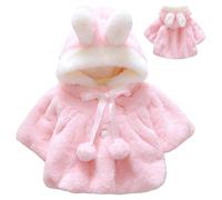 Vêtements pour bébé fille, adorable lapin mignon en fausse fourrure, vêtements pour nouveau-né avec oreilles et nœud, cape à capuche douce et chaude pour filles de 6 à 9 mois