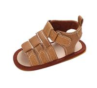 Vêtements pour bébé - Printemps Été - Chaussures pour bébé - Chaussures garçons et filles - Sandales à fond plat - Légères - Bout ouvert - Boucle à crochet - Couleur unie - Style romain, marron, 19 EU