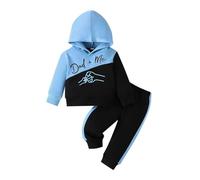 Vêtements pour bébés garçons en bas âge, sweat à capuche à manches longues avec lettres imprimées, ensemble de survêtement et pantalon Sweat Garçons Bleu
