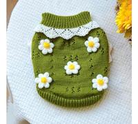 Vêtements pour chien, automne/hiver - Pull à fleurs de Poméranie - Ours en peluche - Poupée de combat pour chiot - Édition épaisse (vert, taille M)