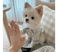 Vêtements pour chien de compagnie - Vêtements doux et décontractés à carreaux pour chiens de petite taille - Vêtements en peluche pour chihuahua - Pyjama pour chiot