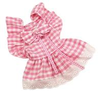 Vêtements pour Chien, Robe à Carreaux en Polyester et Coton, avec nœud décoratif et Anneau en D, Robe décorative en Dentelle pour Petite Chienne, Cadeaux pour Chien, Taille M.
