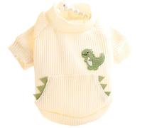 Vêtements pour chiens de compagnie - Sweat à capuche en tricot avec motif dinosaure pour chiens, chats, petits vêtements printaniers mignons pour garçons et filles, beige chihuahua (L, beige)
