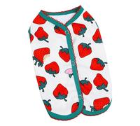 Vêtements pour Chiens, Vêtements pour Chiens en Polyester pour Petits Chiens, Pulls pour Chiens sans Manches Petits avec Motif Fraise, Chemises À La Mode À Bouton-Pression dans Le Dos pour Animaux De