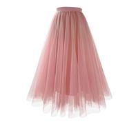 Vêtements pour femmes Jupes Grande jupe surdimensionnée Jupe trapèze Jupe amincissante à taille haute Pied de poule, Rose clair, M