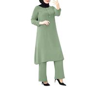 Vêtements pour femmes musulmanes - 2 pièces - Tenue Ramadan - Manches longues - Chemise boutonnée - Pantalon Abaya - Robe de prière - Tenue de prière turque - Ensemble de vêtements musulmans