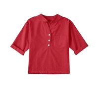 Vêtements pour grandes filles - Col en V uni - Manches mi-longues - Chemise à poche - T-shirt graphique pour tout-petits (rouge, 13 ans)