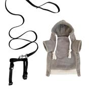 Vêtements pour hamster, pull à capuche réglable et confortable, harnais pour animal domestique, gilet et laisses | pour petits animaux, promenades en plein air, chinchilla, lapins, chiot,