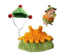 Vêtements pour hamster - Robe pull tricotée avec chapeau pour animaux de compagnie - Costume chaud pour petits animaux de compagnie - Pour cochon d'Inde, hamster, furet, lapin, chinchilla et hérisson