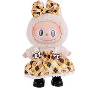 Vêtements pour labubu comprenant une robe et un n?ud pour les cheveuxcouleur orange (sans poupée)