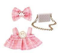 Vêtements pour Labubu - Tenue de poupée TopBine de 17 cm pour Labubu - Ensemble de vêtements de poupée de 17 cm pour Labubu avec nœud et bandeau - Mini sac à chaîne (rose pâle)