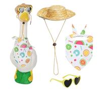 Vêtements pour oies, tenues d'oies d'extérieur - Lunettes de soleil à thème vacances à la plage - Chapeau de paille pour piscine décoration de fenêtre mariage au bord de la mer