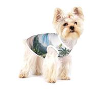 Vêtements pour petits chiens et chats en coton doux avec impression 3D de paysages tropicaux - Vêtement pour chihuahuas, teckel, taille M