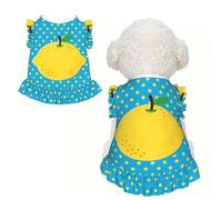 Vêtements pour petits chiens - Tenue d'été mignonne pour chiot, doux et respirant - Bleu à pois jaunes