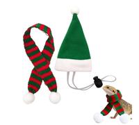 Vêtements pour Poules - Thème Noël Père Noël - Set Chapeau et Foulard pour Poulette avec Attache Menton Adjustable,pour Canard Lapin Chat Perroquet Chiot Ferme