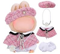Vêtements pour Poupée for Labubu 15cm/17cm - Ensemble Rétro Chic avec Chapeau et Sac Accessoires - Cadeau Anniversaire Enfants Collectionneurs (Poupée Non Incluse) (Style 4)