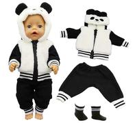 Vêtements pour Poupées de 45,7 cm - Jolies Tenues Combinaison, Chapeau Haut de Forme et Chaussettes - Compatibles avec Nouveau-nés 30-45 cm (Panda)