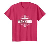 Vêtements Religious Warrior for Christ Faith pour Hommes T-Shirt, Enfant, Rouge Chiné, 8 Ans