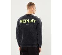 Vêtements Replay Sweat noir delave gros logo jaune fluo dos pour Homme M Noir