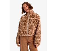 Roxy - Pull polaire zippé - Blurry Cloud Print Parchment Animal Floral Big pour Femme en Cuir - Taille XS - Marron Marron XS