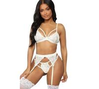 Vêtements Sexy Femme Fines Bretelles Sex Mode Lingerie Érotique Dentelle Perspective Ensembles De sous-Vêtements B-White M