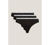 Tommy Hilfiger Strings Lot de 3 Femme Tangas, Noir (Black/Black/Black), L