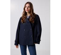 Tommy Hilfiger Trench-Coat Femme Cotton Short Court, Bleu (Desert Sky), 40
