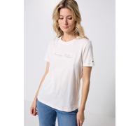 Tommy Hilfiger T-Shirt Manches Courtes Femme Lurex Script avec Col Ras-du-Cou, Blanc (Ivory Silk), XXL