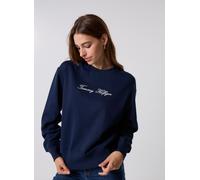 Tommy Hilfiger Sweat Femme Lurex Script Col Ras-du-Cou, Bleu (Dark Night Navy), XL
