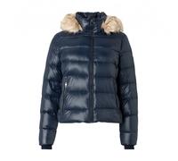 Tommy Hilfiger Veste Matelassée Femme Gloss Down Slim avec Fourrure, Bleu (Dark Night Navy), L