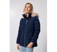 Tommy Hilfiger Veste Matelassée Femme Down Slim avec Fourrure, Bleu (Dark Night Navy), M