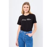 Tommy Hilfiger T-shirt Femme Script Regular Manches courtes Col ras-du-cou Noir S