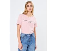 Tommy Hilfiger T-Shirt Manches Courtes Femme Logo Col Ras-du-Cou, Rose (Foggy Pink), XS