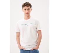 Tommy Jeans Linear Logo Regular Fit Short Sleeve T-shirt Blanc S Homme