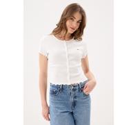 Vêtements Tommy Jeans Tjw Ss Rib Top Im DW0DW20377 pour Femme S Blanc