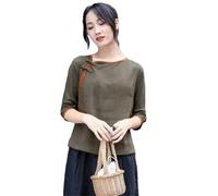 Vêtements traditionnels chinois pour femmes Hanfu Tops Harajuku Vintage Style chinois à manches courtes Tang Suit Vêtements d'été, 1 manches courtes, M