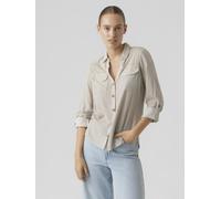 VERO MODA Chemisier 'VMBumpy' noisette / blanc, Taille M