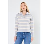 VERO MODA Vmsaba GA Noos Blouse Ls Highneck Pull en Tricot, Gris Clair chiné/Rayures : Bouleau, L Femme